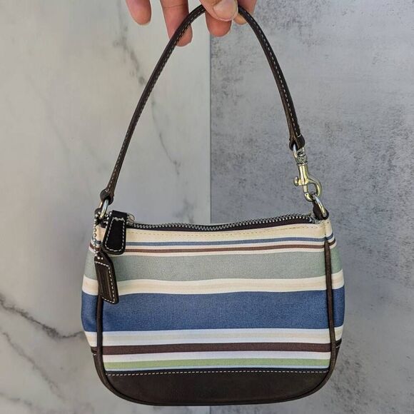 Coach Y2K Demi-Hampton Striped Multicolor Baguette Shoulder Bag. - Picture 2 of 7